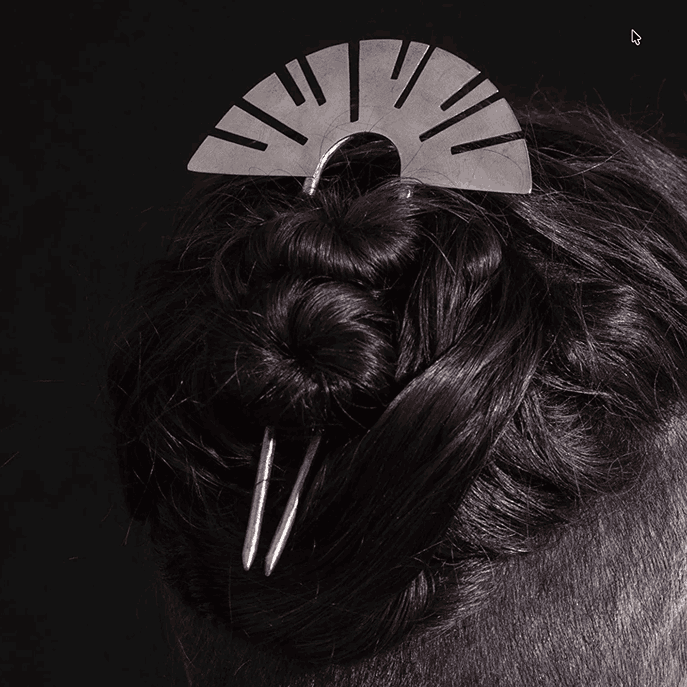 handmade Brass Sun Hair Fork – Art Deco Hair Pin