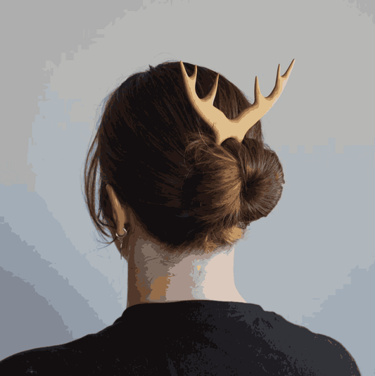 Wooden Deer Antler Hairpin Set – Handcrafted Hair Accessories