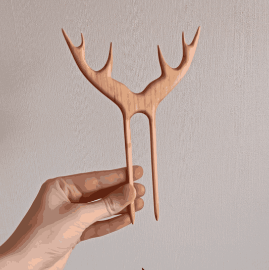 Wooden Deer Antler Hairpin Set – Handcrafted Hair Accessories