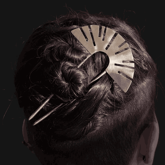 handmade Brass Sun Hair Fork – Art Deco Hair Pin